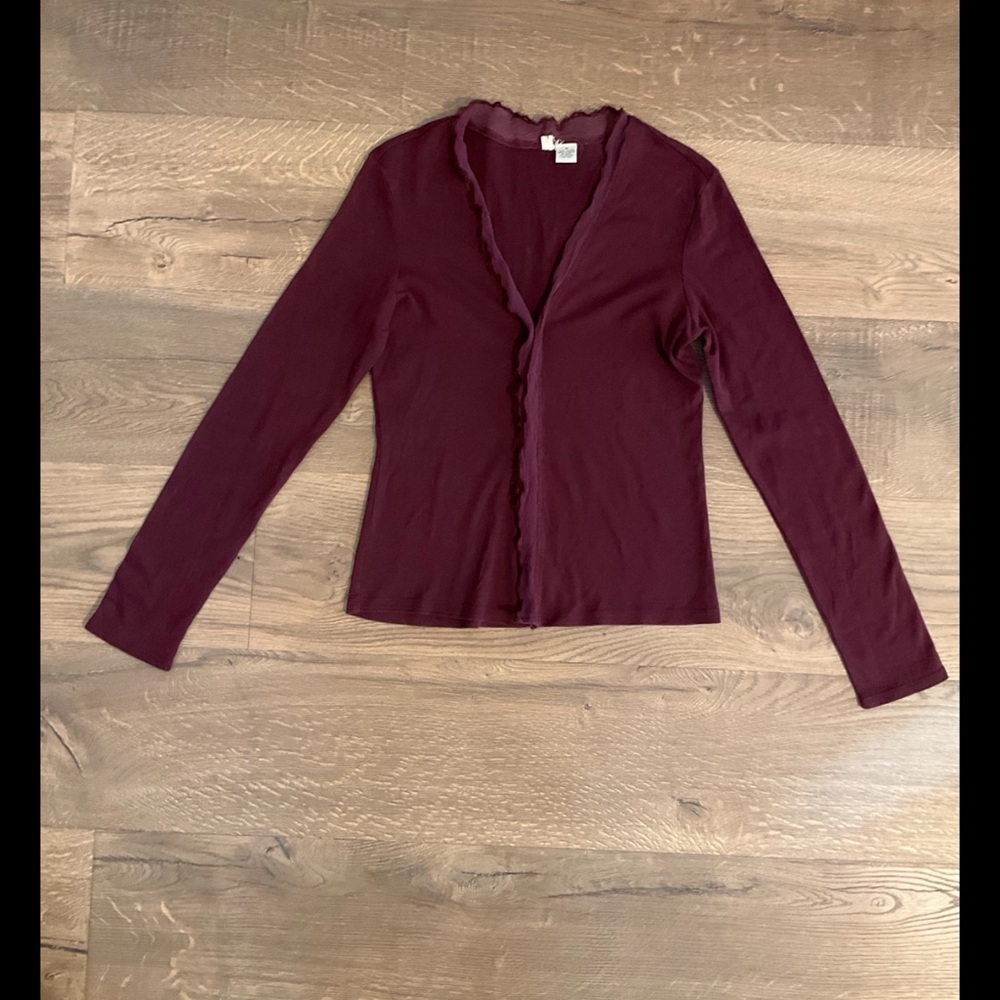 Moth, Anthropologie burgundy, long sleeved V-neck top / cardigan, M